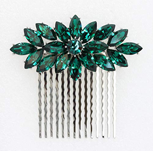 Peine Faship con cristales de rhinestone verde miniatura 4