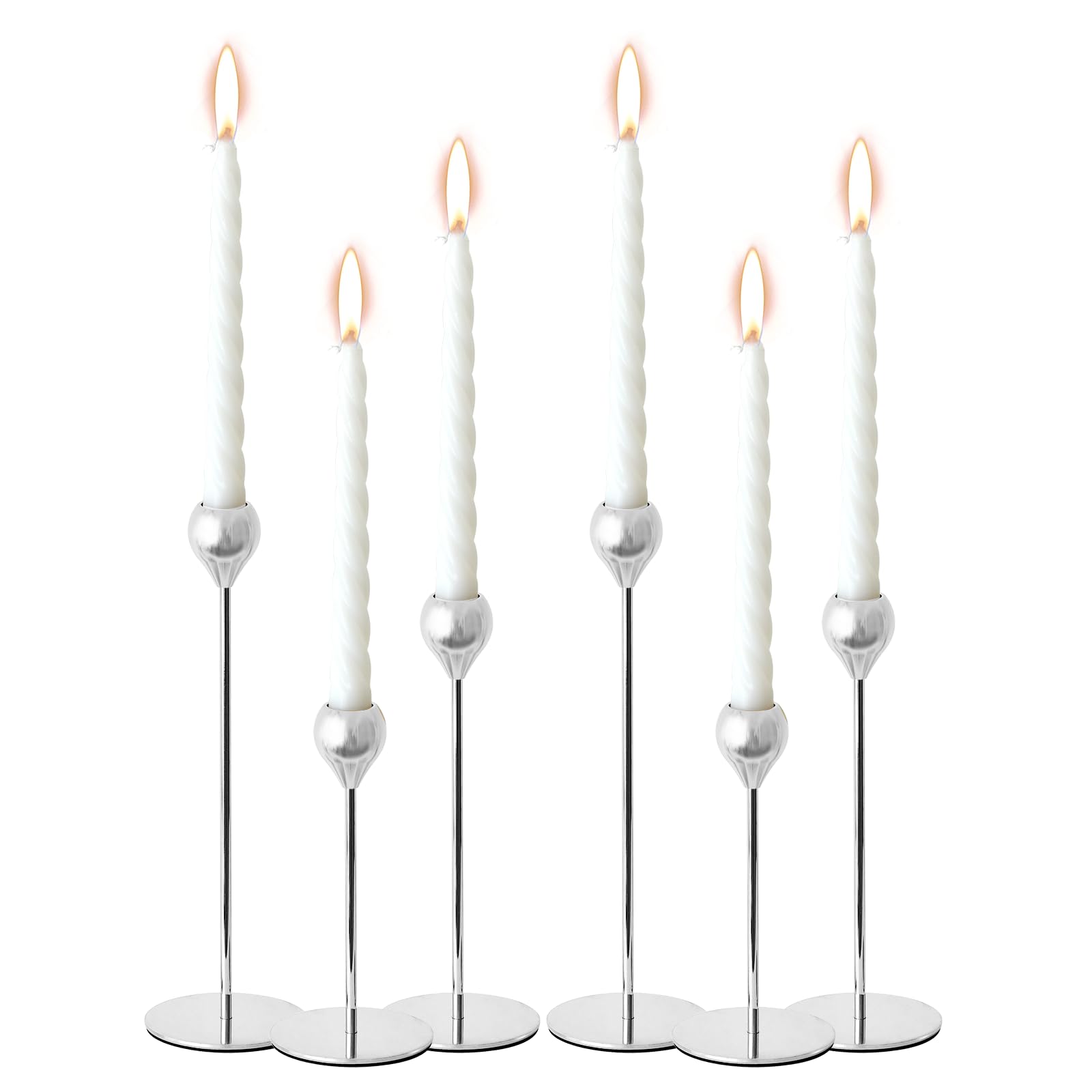 Photo 1 of ***MISSING PARTS***
6-PC Silver Tall Candlestick Set for Dining Tables & Fireplaces, Perfect for Weddings, Holidays, Housewarming Parties and New Home DecorNew Store Launch & New Purchase Candle Holders, Get Candles