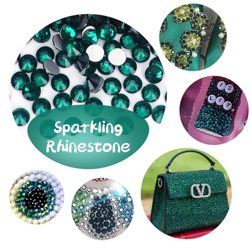 Image of 10000PCS Emerald Rhinestones Bulk, Flat Back Crystal Glass Stone Round Gems,SS10, 2.7-2.9mm