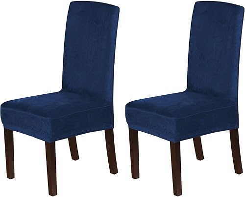 Vista 14 de Fundas de terciopelo para sillas de comedor, fundas elásticas para sillas de comedor, fundas protectoras de silla de 2/4/6 piezas, fundas Azul marino