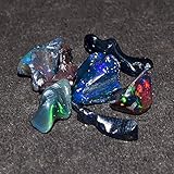 Odrilliongems 7pcs Black Ethiopian Opal Gemstone, Polished Fire Opal Stones, Jewelry Making, Loose...