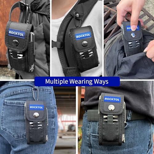 ROCKTOL Multitool Sheath for Belt, 900D Nylon Multitool Pouch with 4 Pockets Knife Sheath, EDC Tool Pouch Holster for Multitool Pocket Knife Tactical Pen Flashlight - Thumbnail 5