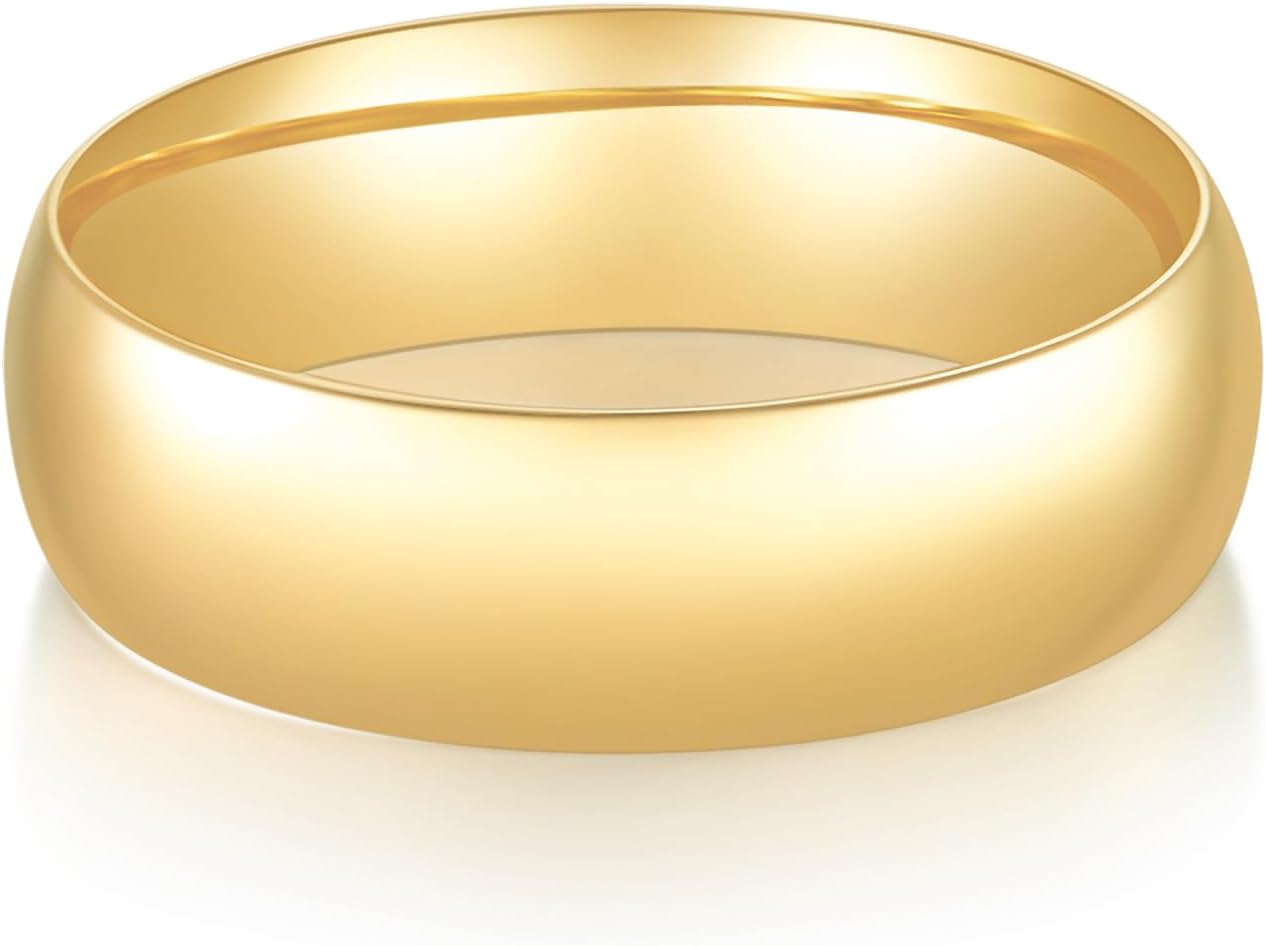 MINDDHA 14K Gold/White Gold Plated Rings for Women, Wedding Band, Stackable, Knuckle, Dainty Thumb & Pinky, Non Tarnish/Silver, Gold Rings for Women 2mm 4mm 6mm Band Sizes 4-12