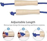Vista 3 de Cuerda de saltar de 16 pies de largo para niños, cuerda de saltar holandesa doble ajustable con mango de madera, cuerda de salto
