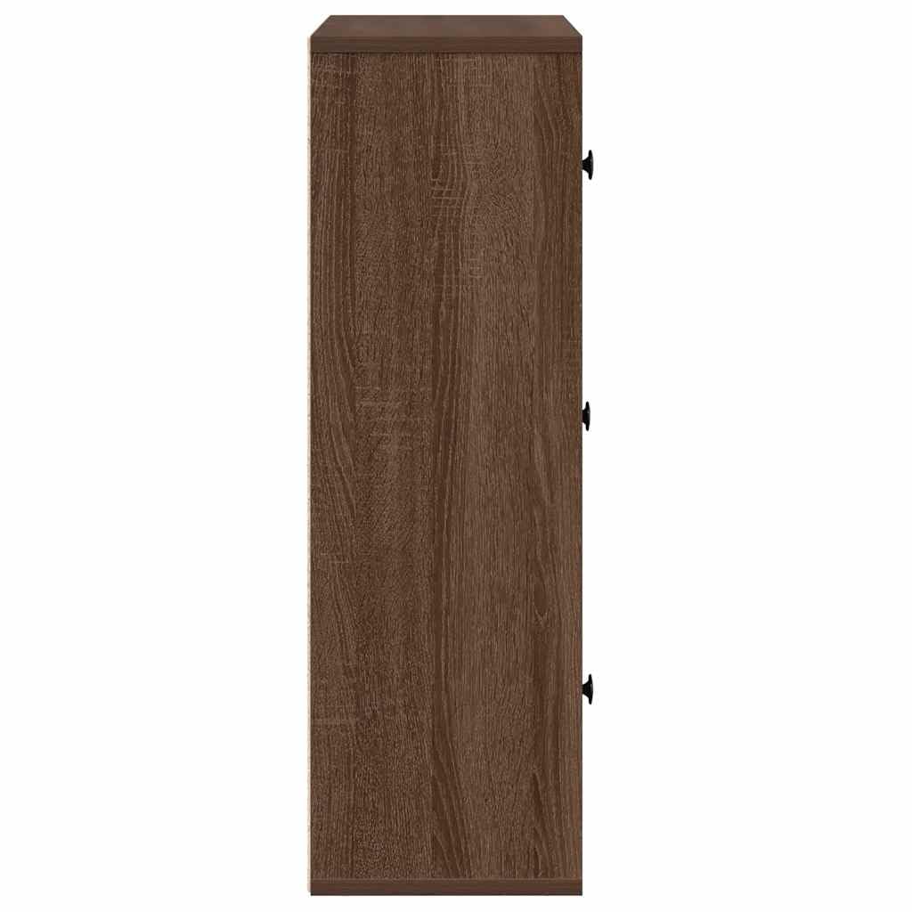 Regał na książki o wyglądzie dębu, 60 x 24 x 76,5 cm, z materiału drewnopochodnego, z dużą ilością miejsca do przechowywania książek i dekoracji, elastyczny montaż drzwi po lewej lub prawej