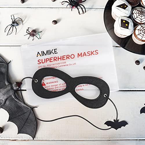 Funduoduo Aimike Superhero Mask, Black Eye Mask Costume Soft Felt Mask, Half Mask W/Adjustable Rope, Birthday Party Favors For Kids #TOP4