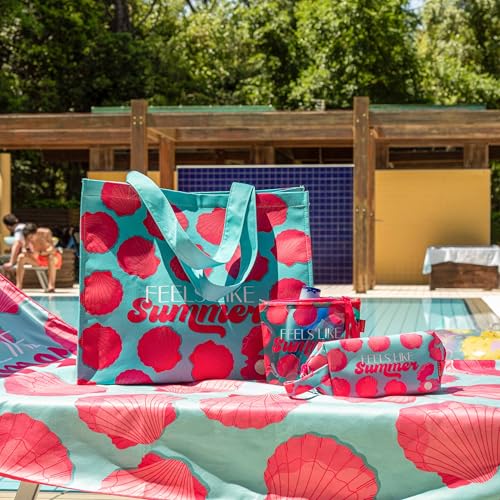 Legami - Strandtasche für Frauen, Seashell, mit Reißverschluss und Seitenriemen, Halterung für Badeanzug und Strandzubehör, ideal für Mädchen, Frauen, 20 x 16 cm