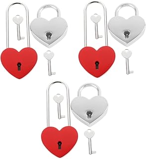 STOBOK 6 Pcs Heart Love Lock Padlocks Key Locker Small Padlock Small Rhinestones Padlock Metal Lock Lovers Locks Mini Locks with Keys Locker Locks Small Luggage Padlocks Jewelry Box Bags
