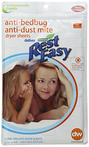 Future Textiles Rest Easy Anti-Bedbug Anti-Dust Mite Dryer Sheets, 12 Count