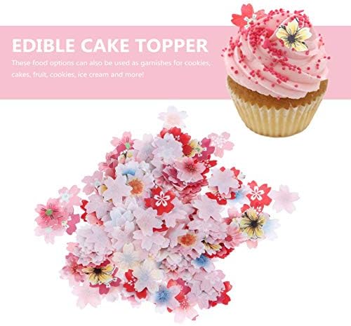 Toddmomy 440 Pieces Edible Flower Cupcake Toppers Cherry Blossom Flowers Wafer Paper Cake Flower Topper for Wedding Birthday Cake Decoration (Assorted Style)