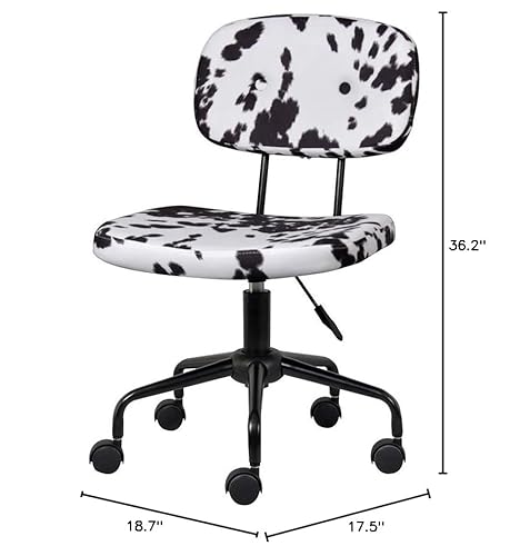 Gia Barnyard Holstein Cow Pattern Home Office Task Chair Without Arms, Metal, White And Black #TOP7