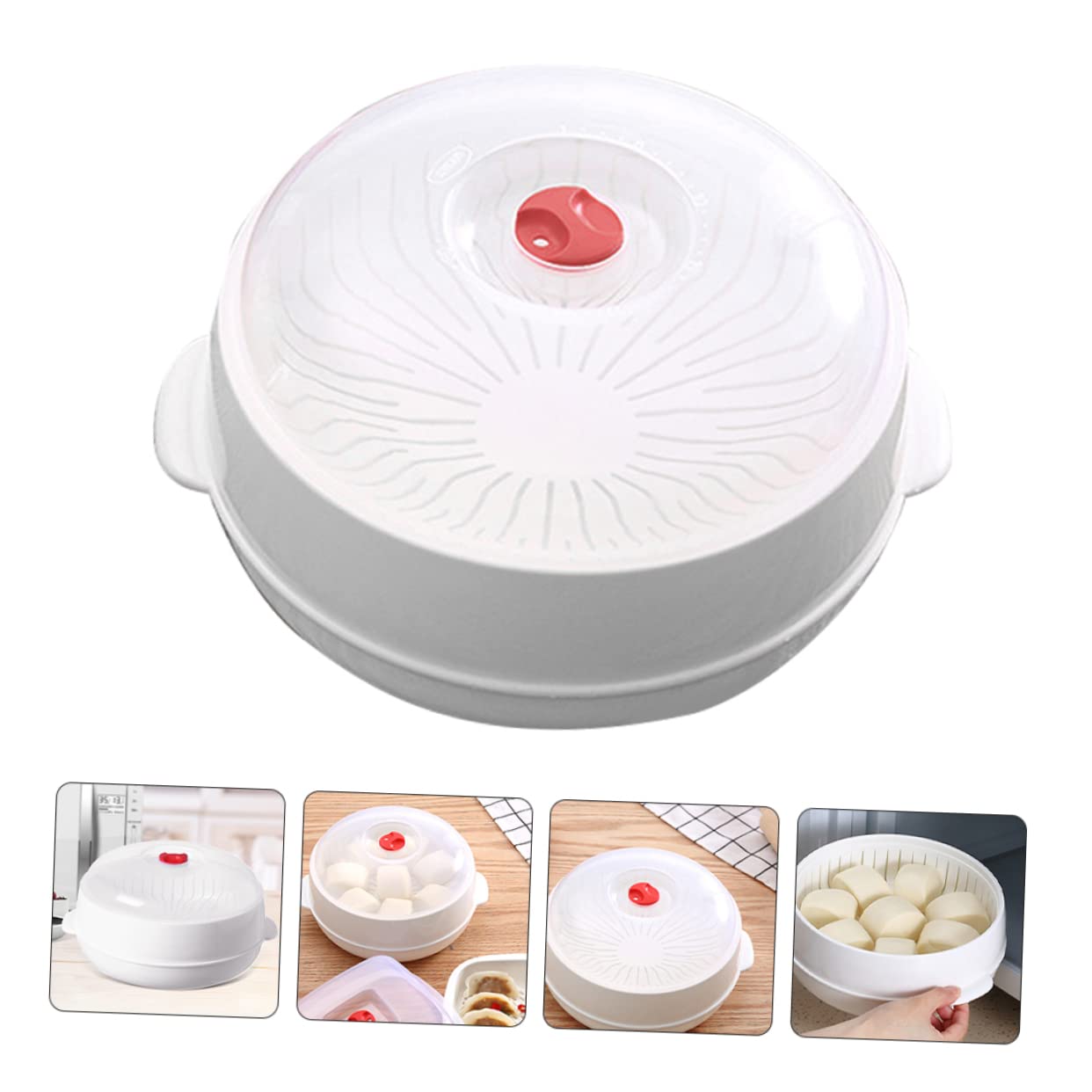 Vaporiera Per Microonde Con Coperchio E Vassoio – 24,5x24,5x12,5 Cm, Bianca, Ideale Per Verdure, Riso E Uova