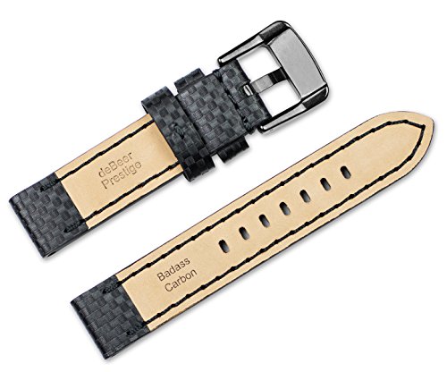 Debeer Leather Watch Band - Badass Carbon - Black - 20Mm #TOP2
