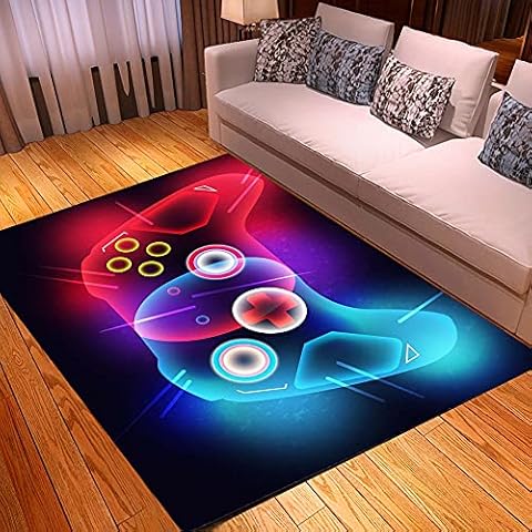 Gamer Carpets for Bedrooms Teenager Boy Girl Kids Anime Gaming Gamer Pattern Bed Rugs Bedroom Living Room Decorations Floor Indoor Area Rugs Washable Non-Slip Rugs Pads (100x120 cm,black color) Cover