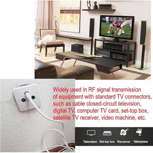 JZK 1.8m weißes TV-Antennenverlängerungskabel, vergoldetes HF-Koaxialkabel Stecker auf Buchse für digitale und analoge Signalübertragung, Freeview, Set-Top-Box, Satellitenfernsehen DVB-S, DVB-S2