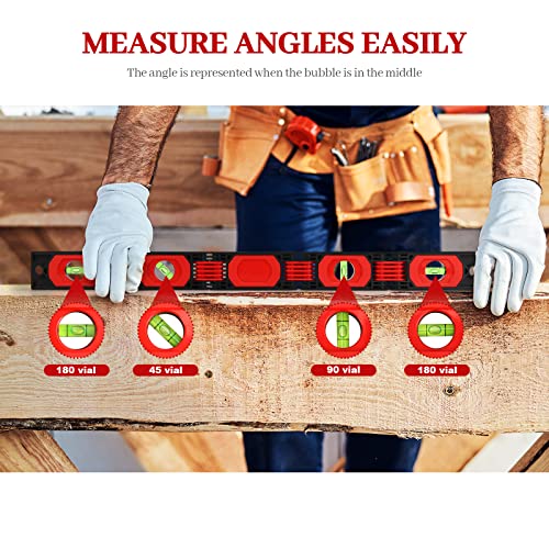 Multi-Function Foldable Level - 23 Inch Measuring Level With 4 Easy-To-Read Leveling Bubbles 45°/90°/180°, Precise Leveling Angle, Woodworking Tool For Multi-Angle Measurement（Plastic) #TOP2