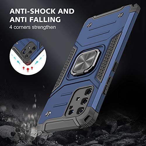 Asuwish Phone Case For Samsung Galaxy S10 Lite With Tempered Glass Screen Protector Cover And Ring Holder Stand Hybrid Protective Cell Accessories Glaxay S10Lite S 10 10S Galaxies A91 Women Men Blue #TOP3