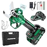 Electric Pruning Shears, 1.6' (41mm) Cutting Diameter Cordless Electric Scissors with LCD Display, 21V Brushless Motor Branch Cutter with 2 PCS Rechargeable 2000mAh Batteries & 2 Blades (Green)