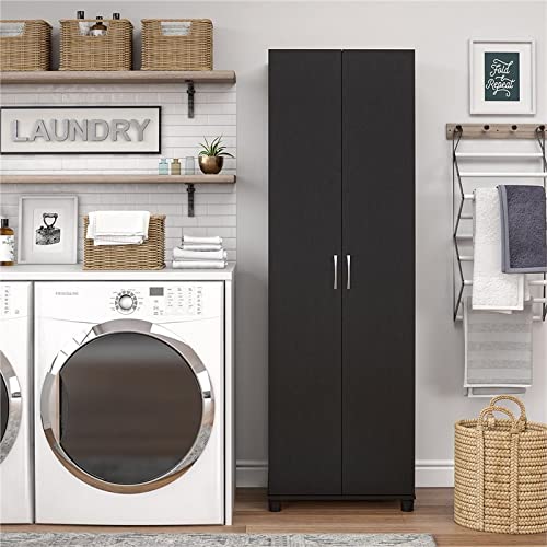 Pemberly Row Engineered Wood Transitional 24" Utility Storage Cabinet In Black #TOP1