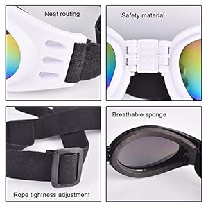 2 Pcs Dog Goggles Dog Sunglasses Adjustable Strap for Waterproof Windproof UV Protection Sunglasses for Dog, for Go out Travel Skiing Swim, (Black and White) (2 PC)
