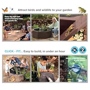 Aquagarden No Dig Nature Pool, Complete Water Feature Kit, Attract Birds and Wildlife to Your Yard, Includes Pond Structure, Liner, Fountain Pump, Nature Ladder, Planting Pocket Aquagarden No Dig Nature Pool Complete Water Feature Kit Attract Birds and Wildlife to Your Yard Includes Pond Structure Liner Fountain Pump Nature Ladder Planting Pocket