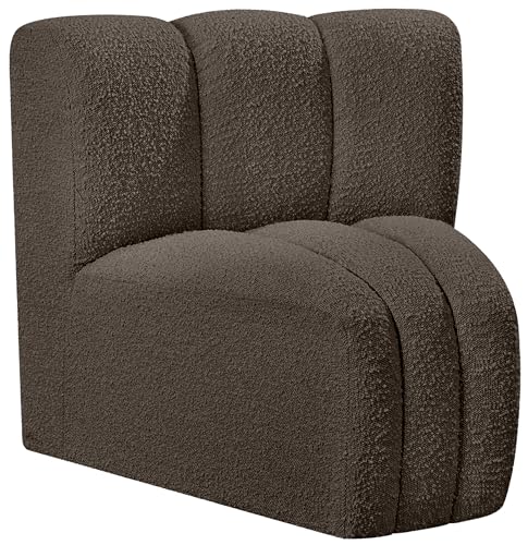 Sillón Curvo Marrón Tela Bouclé miniatura 6