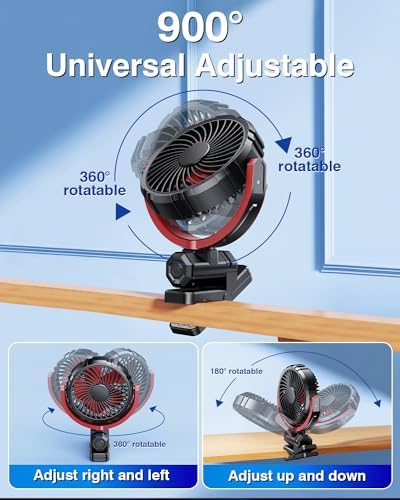 Battery Clip On Fan for Car Visor Back Seat Roof Handle (Red) — 사진 3