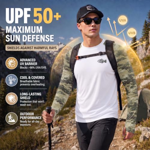 Riverruns Men's Camo Raglan Sleeve Graphic Shirt, UPF50+ Outdoor Top - image 5