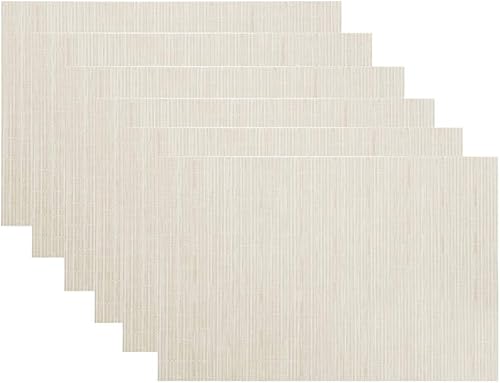 Paquete de 6 manteles individuales de vinilo antideslizante de perfil bajo de textileno de PVC para decoración del hogar, cena, duraderos, lavables,