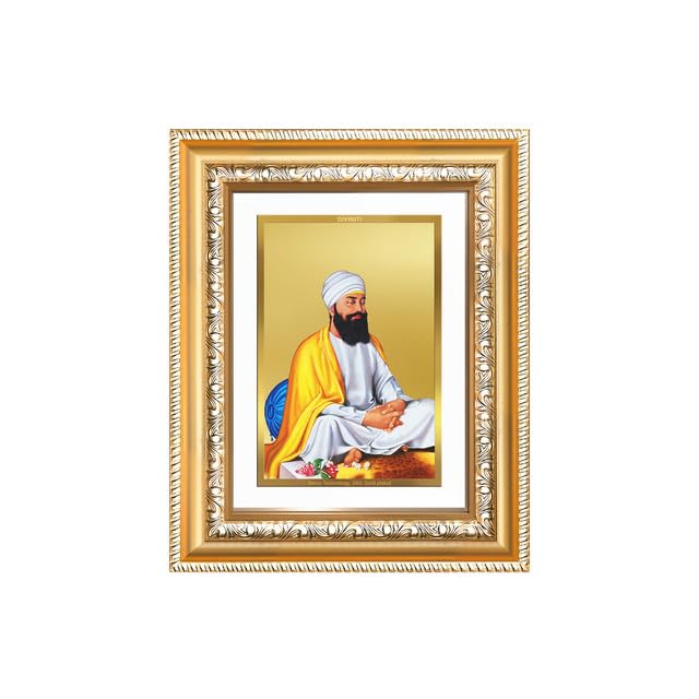Image of DIVINITI Guru Tegh Bahadar Sahib Ji 24K Gold Plated Foil Wall and Tabletop Photo Frame for Home Decor, Puja Room, Luxury Gifting | DG Frame 112 S2 (21.5x17.5 CM)
