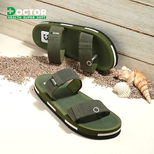 Image of DOCTOR HEALTH SUPER SOFT Men's Casual Slippers with Soft Cushioned Sole, Double Strap with Toe Loop Design, Lightweight Anti-Slip Everyday Wear Slippers for Home and Outdoor Use