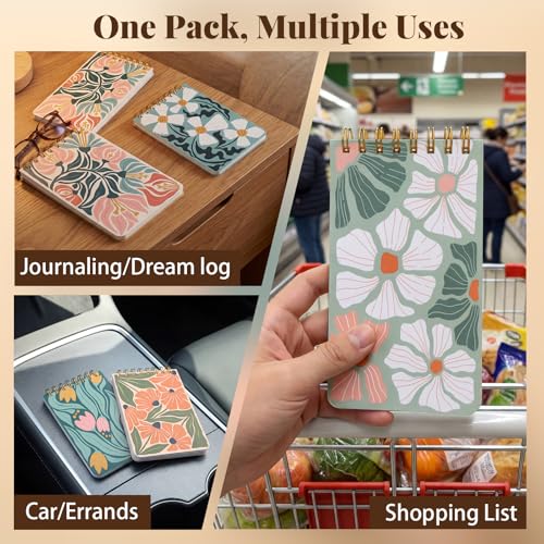Mini carnet de poche Thboxes lot de 8 blocs notes lignés format 7,6x12,7 cm à motif fleurs