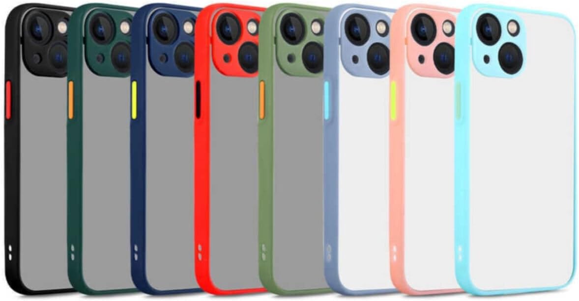 KZY İLETİŞİM Iphone 13 Mini Uyumlu Kamera Korumalı Silikon Kenarlı Renkli Düğmeli Mat Arka Kapak - Lacivert