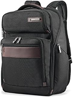 Samsonite Kombi Business Backpack Laptop, Black/Brown, 17.5 x 12 x 7-Inch