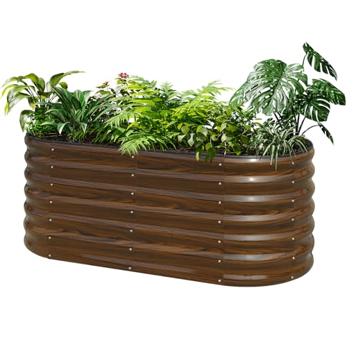 SnugNiture Galvanized Steel Raised Garden Bed Kit, 4x2x2 ft Large Metal Planter Box Outdoor for Gardening Vegetables, Flowers and Fruits