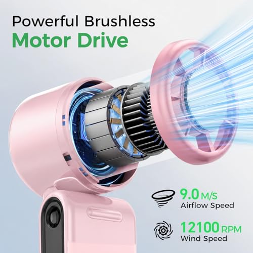 Image of MERTTURM Portable Handheld Turbo Fan with Ice Cooler, 3-In-1 USB Rechargeable Mini Hand /Neck /Desk Fan, 10H Cooling Foldable Personal Pocket Fan with LED Display /5 Speed for Travel Home Outdoor Office