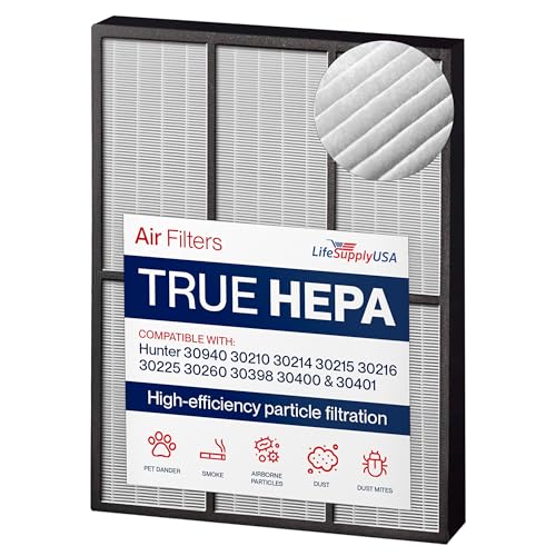 30940 True HEPA Filter Replacement Compatible with Hunter 30210 30214 30215 30216 30225 30260 30398 30400 30401 Air Purifiers by LifeSupplyUSA