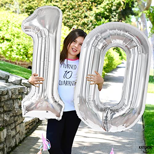 Image of KatchOn Silver Number 0 Balloon 40 Inch