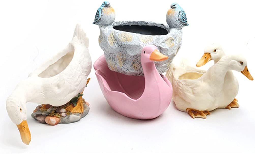 BESPORTBLE Succulent Pots Duck Flower Pot Animal Shaped Cartoon Planter Succulent Planter Garden Decorative Flower Art for Office Desktop White Vintage Decor