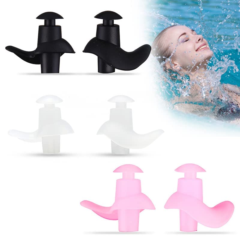 Silicone Earplugs for Swimming, Bathing,Watersports, Professional Reusable Silicone Swim Earplugs for Adult and children Swimmers, Watersports, Shower, Bathing, 3 Pair (Black, White, Pink) (B0BQF5QQRJ) Amazon Price History, Amazon Price Tracker