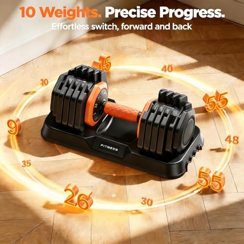 Image of FEIERDUN Adjustable Dumbbell Set, Weight Set for Home Gym, 5 /10-in-1 Free Weight Adjustable Dumbbells, Single Hand Twist Adjust with Non-Slip Handles, 90% Space Saving Strength Training for both Men&Women
