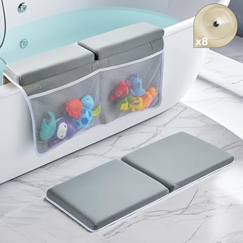 PIGLOG Bath Kneeler and Elbow Rest Pad,Bath Kneeler,Baby Bath Mat,Kneeling Pad,Bath Toy Organizer for Tub,Kneeling Pad for Bathing Baby,Relieve Your Knees and Elbows,Quick Dry,Non-Slip Cover