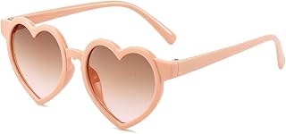 TOSGMLOUS Kids Heart Sunglasses for Girls Boys Age 3-8, Cute Toddler Sunglasses, Beach Party Photo Prop (Pink Pink Brown)