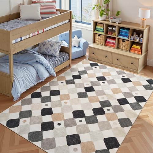 jinchan 6x9 Washable Kids Rug Classroom Rug Playroom Mat Marble