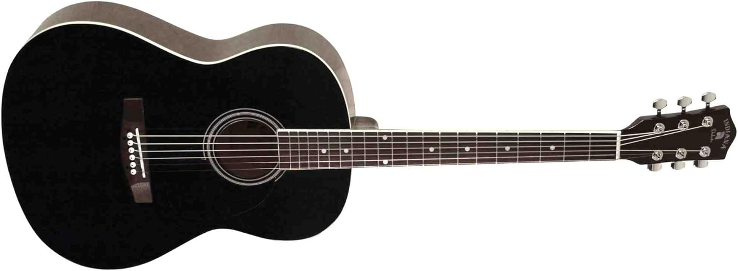 INDIANA 6 String Acoustic Guitar, Right, Black (IDA-BK)