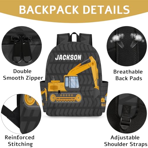 Excavator Truck Customized Kids Backpack for Boys Cool Car Personalized Preschool Toddler Backpack Kindergarten Nursery Bookbag Travel Children School Bag2