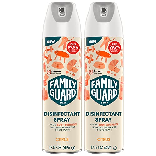 Family Guard Brand Disinfectant Spray Aerosol, Antibacterial & Sanitizing Spray, Use On 100+ Surfaces Including Where Kids & Pets Play, Citrus Scent, 17.5 Oz (Pack Of 2) #TOP27