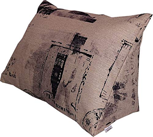 Kissen & more Lese-Kissen und Rückenstütze für optimalen Sitzkomfort, Keil-Kissen, Nacken-Kissen, Deko-Kissen, Fernsehkissen für Bett und Couch Cedros, mit Schaumstoffflocken (grau) (beige) Cover
