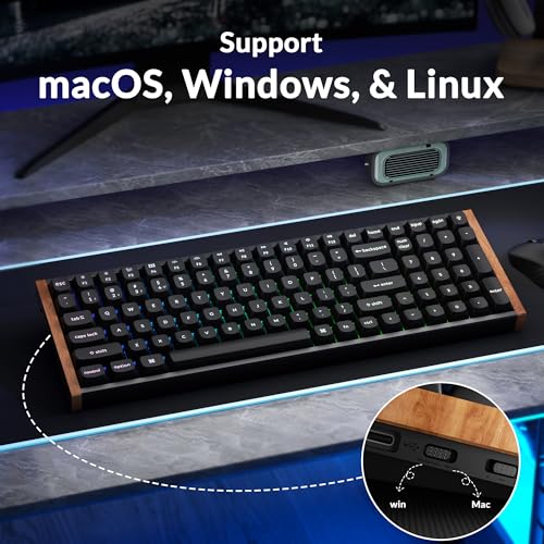 Keychron K4 HE 96% Wireless Hall Effect Keyboard with Number Pad, Rapid Trigger Magnetic Switches, QMK Launcher, 2.4GHz/Bluetooth/Wired, Mac & Windows, Wood Accent Frame, Black (Non-Shine-Through) by Keychron - Image 3