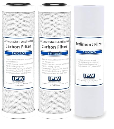 IPW Industries Inc - Complete Replacement Filter Set compatible with RO-90 Ultimate Series & ROES-100, (2) Coconut Shell Activated Carbon and Sediment Filters (Set of 3)
